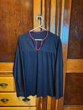 Rubie's Costume Co. Black Tunic Shirt w/ Red Trim Split Neckline One Size